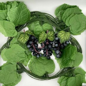 3 Bunches 60Capsules Artificial Grape with 12 Strands Large Leaves Vines Fake Grape Bunch Prop Simulation Hanging Plant Realistic Ivy for Home Kitchen Hotel Party Wedding Garden Wall Decor(Purple)