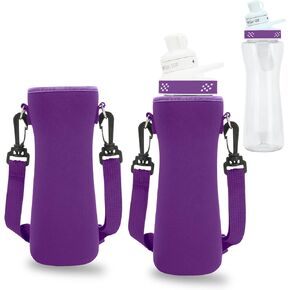32oz Sleeve For Cirkul Water Bottle, 2Pcs Water Bottle Sleeve Fits Cirkul 32oz Plastic & Stainless Steel Bottles, Neoprene Insulated Water Bottle Cover for Retaining Temperature (Purple)