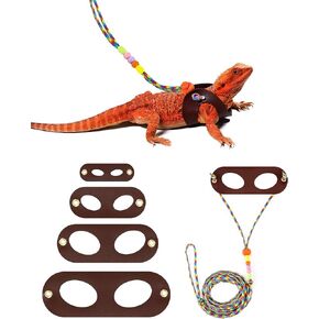 سرج مقود سحلية التنين الملتحي، حزمة من 4 مقاسات، سرج حيوانات صغير قابل للتعديل للزواحف والحيوانات الأليفة الصغيرة (حقيبة مدرسية) in Kuwait