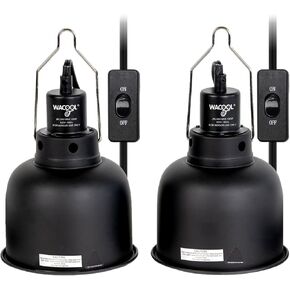 Reptile Light Fixture 2 Pack, 8.5 in Deep Dome Reptile Heat Lamp Fixture, Optical Reflection Terrarium Light Fixture for Reptile UVB UVA Heat Basking Bulbs, Separate Switch & Hook