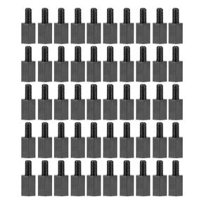 YOKIVE 50 Pcs M4 Standoff Screws, Nylon Hex PCB Standoffs with High Insulation Effect, Keep Height Consistent, Great for Motherboard (Black, 10mm+6mm)