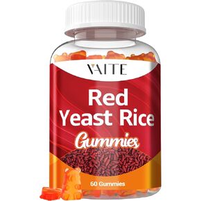 أرز الخميرة الحمراء من فايت مع صمغ Coq10 - 1200 مجم RYR مكمل عضوي مع الإنزيم المساعد Q10 Monacolin K لارتفاع نسبة الكوليسترول وغير معدل وراثيًا وخالي من السيترينين، مضغ عشبي نباتي 60 قطعة in Kuwait