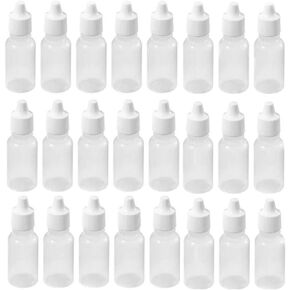 24 PCS 30ml 1oz Empty Plastic Squeezable Eye Dropper Bottles Portable Eye Liquid Dropper Container with Screw Caps and Plugs for Essential Oil Sample Liquid Reagent Cosmetic Lab Drops