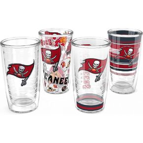 Tervis NFL Tampa Bay Buccaneers - Assorted Made in USA Double Walled Insulated Tumbler Travel Cup Keeps Drinks Cold & Hot, 16oz 4pk, Classic