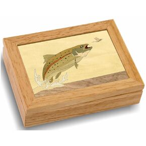 Wood Bass Gift Box - Trinket Organizer With Hinged Lid - Store Rings, Bracelets, Watches, Coins - Great Gift For Any Occasion - Birthdays, Christmas, Graduation - (#2105AH 6x8x2)