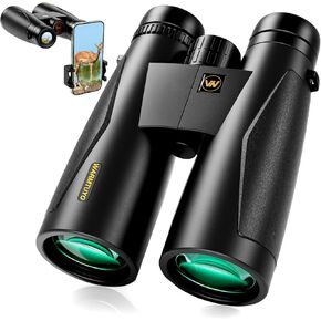 12*52 HD Binoculars for Adults High Powered,Binoculars for Bird Watching with Upgraded Phone Adapter,BaK4 Prisms,22mm Large Eyepiece,Clear Low Light Vision,Travel,Cruise,Binocular for Hunting