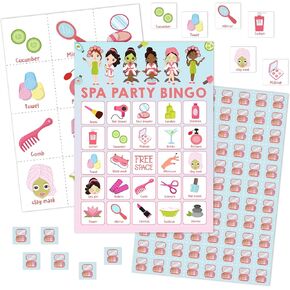 Spa Bingo Games Cards, Beauty Bingo Game Set, Pink Bingo Party Game, Bridal Shower Bingo Supplies for Women Adults Sisters Friends, Slumber/Sleepover/Pajama Party Decorations -18