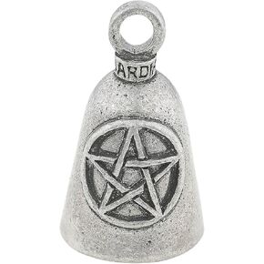 Guardian Bell Pentagram Good Luck Bell w/Keyring & Black Velvet Gift Bag | Motorcycle Bell | Lead-Free Pewter | Good Luck Gift to Friends & Family | Bike Bell | Made in USA
