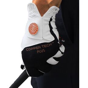 Copper Tech Men's Golf Gloves - Optimal Wrist Support with Copper Infused Thread - 100% AAA Synthetic Tacky Leather - Perfect for Summer & Fall Golfing - Golf Gloves Men (Hand Orientation: Both Hand)