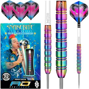 RED DRAGON Peter Wright Snakebite 1: 22g Tungsten Darts Set with Flights and Stems