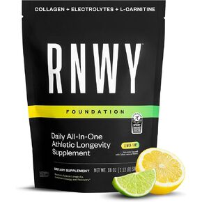 RNWY Foundation Supplement:Collagen, Joint Support, Hydration, Electrolytes, Lemon-Lime Protein Powder for Post-Workout Recovery with Multivitamin, 30 Servings, No Sugar Added