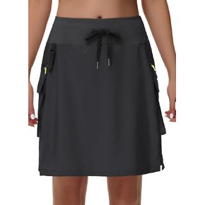 JWM 20" Women's Hiking Knee Length Cargo Skorts Skirts with Zipper Pockets Golf Quick Dry Tummy Control Long Skort