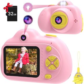 Kids Waterproof Digital Camera - 10Ft Underwater Upgrade Toddler Toys Cameras for 3-12 Year Old Girls (Pink)