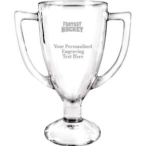 Personalized Glass Trophy, 7" Custom Engraved Fantasy Hockey Glass Cup Award Prime