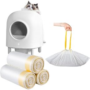 60 Count Drawstring Litter Box Liners Super Thick,Cat Litter Bags Heavy Duty With Large Size 29.6“ X 12.6",Unscented Litter Box Liners For Self-Cleaning Cat Litter Box,Easy Clean Up Bags For Pet Cats