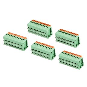 MECCANIXITY PCB Spring Terminal Block Connector KF141R 150V 2A 2.54mm 5 Pin 90 Degree for PCB Board Electronics Computers Pack of 5