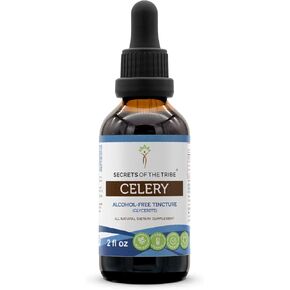 Secrets of the Tribe Celery Tincture Alcohol-Free Extract, Celery (Apium graveolens) Dried Fruit and Seed 2 oz