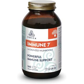 PURICA Mushroom Supplement Complex - Daily Immune Support 7, Turkey Tail, Cordyceps, Reishi, Maitake, Shiitake, Sun Mushroom - Functional Mushroom Vitamins in Capsules, Mushroom Supplements for Health