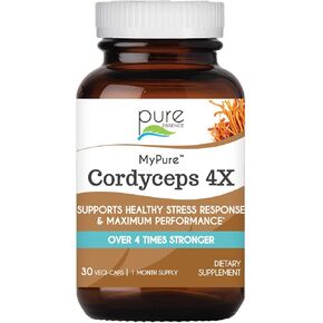 PURE ESSENCE LABS MyPure Cordyceps 4X Mushrooms - Concentrated Cordyceps Mushroom Powder Supplements for Immune System, Stress Response, Physical & Mental Performance - 1 Month Supply