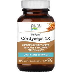 PURE ESSENCE LABS MyPure Cordyceps 4X Mushrooms - Concentrated Cordyceps Mushroom Powder Supplements for Immune System, Stress Response, Physical & Mental Performance - 1 Month Supply in Saudi Arabia