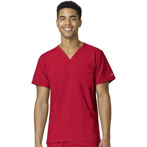 WonderWink W123 Unisex 4 Pocket Utility Scrub Top, Red, 5X