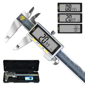 YELLOW JACKET Digital Caliper Measuring Tool 6 Inch,IP54 Vernier Calipers Micrometer with Large LED Screen and Inch/MM/Fraction Switch,Caliper Tool for DIY, Household,Jewelry