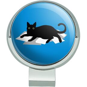 GRAPHICS & MORE Black Cat Lying on Papers Golf Hat Clip with Magnetic Ball Marker