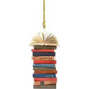 Book Christmas Tree Ornament, Gifts for Book Lovers,Acrylic Creative Christmas Book Car Decoration, Christmas Tree Decoration Holiday Home Decoration, Home Décor Accents, Decorative Hanging Ornaments