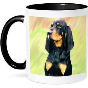 3dRose Tan Coonhound-Two Tone Black Mug, 11 oz, Multicolored