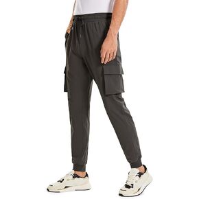 CRZ YOGA Men's Hiking Cargo Pants - 30'' Lightweight Waterproof Joggers Work Travel Golf Casual Outdoor Pants with Pockets Arbor Olive_Cargo Large