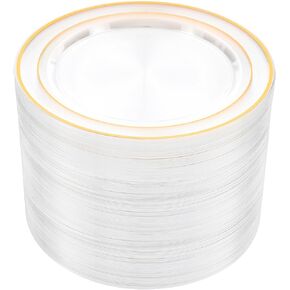 100 Pieces Clear Plastic Plates - 7.5 inch Clear Dinner Disposable Plates - Premium Hard Disposable Dinner Plates - Party Supplies for Birthdays, Celebrations, Wedding and Events