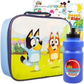 Disney Bluey Lunch Box Set - 5 Pc Bundle with Bluey Lunch Box with Stickers, Reusable Water Bottle, Stickers, and More | Bluey Lunch Bag School Supplies