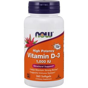 Vitamin D-3 1000 IU (High Potency) - 360 Softgels by NOW