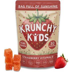 500IU Vitamin D3 Gummies - Organic, Plant-Based, Sugar-Free | Real Strawberry, Allulose, MCT-Oil, Agave | Supports Bones, Immunity, Mood & Sleep