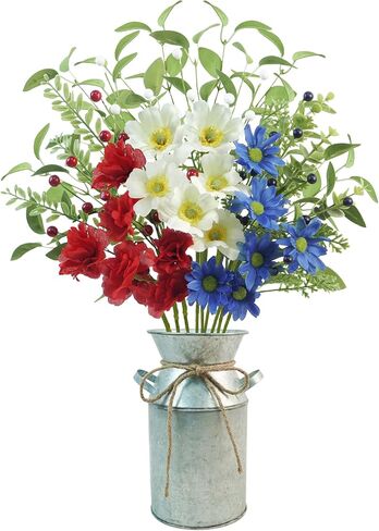 Fake Flowers in Vase, 24.5" Tall Artificial Fake Flowers Arrangement with Metal Pot Silk Faux Hydrangea Flowers Greenery Stems for Table Centerpieces Home Kitchen Spring Decor in Saudi Arabia
