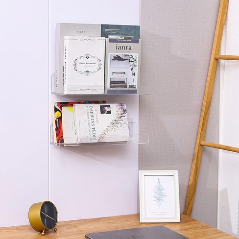 15" Invisible Acrylic Shelves Floating Wall Ledge Bookshelf,Clear Bathroom Storage Shelves Display Organizer Perfect for Home Decoration & Storage,Set of 4 in Saudi Arabia