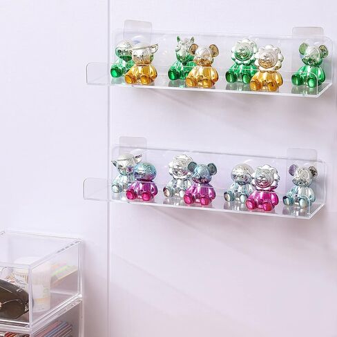 15" Invisible Acrylic Shelves Floating Wall Ledge Bookshelf,Clear Bathroom Storage Shelves Display Organizer Perfect for Home Decoration & Storage,Set of 4 in Saudi Arabia