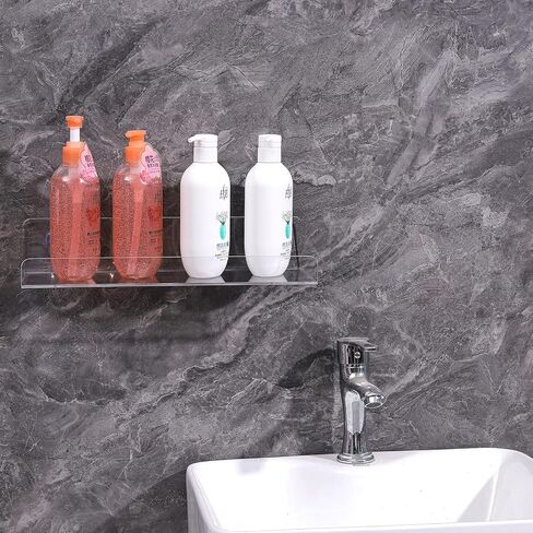15" Invisible Acrylic Shelves Floating Wall Ledge Bookshelf,Clear Bathroom Storage Shelves Display Organizer Perfect for Home Decoration & Storage,Set of 4 in Saudi Arabia