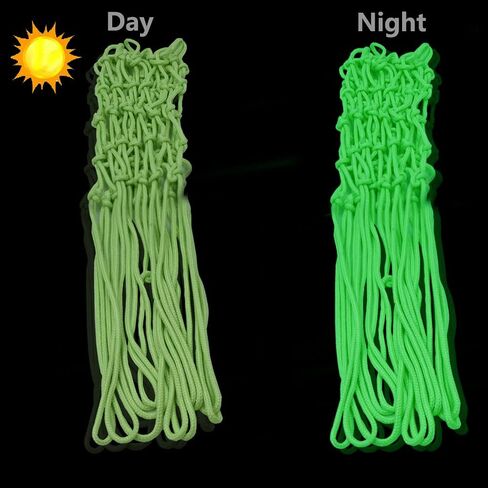 شبكة كرة السلة الليلية تتوهج في الظلام، شبكة دائرية مضيئة في الهواء الطلق، شبكة كرة سلة مضيئة تعمل بالشمس في الهواء الطلق، شبكة كرة سلة مضادة للسوط، مادة نايلون حجم قياسي للمدرسة الرياضية الخارجية in Kuwait