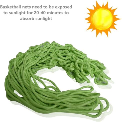 شبكة كرة السلة الليلية تتوهج في الظلام، شبكة دائرية مضيئة في الهواء الطلق، شبكة كرة سلة مضيئة تعمل بالشمس في الهواء الطلق، شبكة كرة سلة مضادة للسوط، مادة نايلون حجم قياسي للمدرسة الرياضية الخارجية in Kuwait