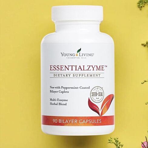 Young Living - Essentialzyme Capsules - 90 ct | Dietary Enzyme Supplement | Multienzyme Caplet | Balanced Modern Diet Digestion | Nutrient Absorption | Food Digestion Aid in Kuwait