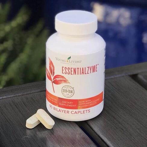 Young Living - Essentialzyme Capsules - 90 ct | Dietary Enzyme Supplement | Multienzyme Caplet | Balanced Modern Diet Digestion | Nutrient Absorption | Food Digestion Aid in Kuwait