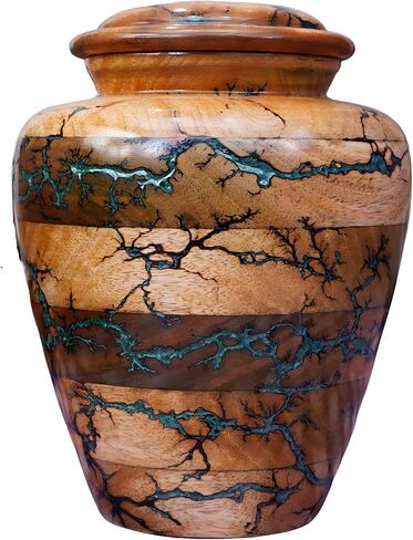 Urn for Human Ashes Large Wooden urn for Cremation Adult urn Box for Ashes Personalized Wooden urn Burial urn for Funeral Wood Box (Green 01) in Kuwait