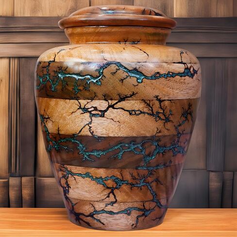 Urn for Human Ashes Large Wooden urn for Cremation Adult urn Box for Ashes Personalized Wooden urn Burial urn for Funeral Wood Box (Green 01) in Kuwait
