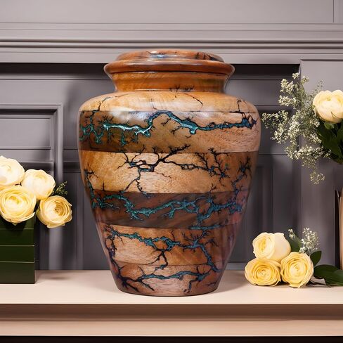 Urn for Human Ashes Large Wooden urn for Cremation Adult urn Box for Ashes Personalized Wooden urn Burial urn for Funeral Wood Box (Green 01) in Kuwait