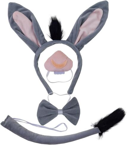 Grey Donkey Fancy Costume set Ears Headband Nose Tail Bow Tie Paws Tutu Skirt Animal Cosplay Outfit Theme Party in Saudi Arabia