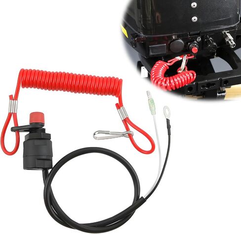 Outboard Replacement Engine Stop Lanyard, Boat Engine 682-82556-00 Safety Kill Stop, Emergency Ignition Stop for Watercraft Outboard Motors, Boat Key Lanyard Rope Clip in Saudi Arabia