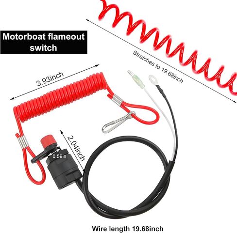 Outboard Replacement Engine Stop Lanyard, Boat Engine 682-82556-00 Safety Kill Stop, Emergency Ignition Stop for Watercraft Outboard Motors, Boat Key Lanyard Rope Clip in Saudi Arabia