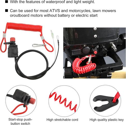 Outboard Replacement Engine Stop Lanyard, Boat Engine 682-82556-00 Safety Kill Stop, Emergency Ignition Stop for Watercraft Outboard Motors, Boat Key Lanyard Rope Clip in Saudi Arabia