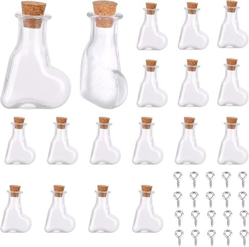 SUNNYCLUE 20pcs Cube Shape Tiny Bottle Charms Clear Glass Mini Wish Bottles Small Potion Bottles with Cork Stopper & 20pcs Eye Pin Peg Bails for Home Party Decor Crafts DIY Jewellery Making in Saudi Arabia